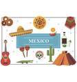 flat mexico elements colorful concept vector image vector image