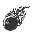 hot bowling ball fire logo silhouette bowling vector image vector image