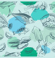 sealife seamless pattern with grunge elements vector image vector image