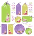 spring sale tags with cherry flowers vector image