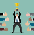 crowd praise businessman holding up a winning vector image vector image