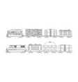 freight train cargo cars with container and box vector image