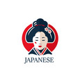 japanese geisha logo design template traditional vector image