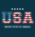 usa lettering united states of america flag design vector image