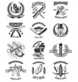 set of vintage barber shop emblems badges vector image vector image