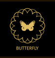 butterfly in calligraphy framework label vector image vector image