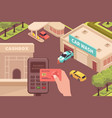 contactless payment isometric composition vector image vector image