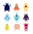 funny monsters cute baby monster aliens bizarre vector image