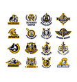 set of logos on the sword and warrior viking vector image vector image
