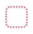 square frame with cat or dog paw footprints cute vector image vector image