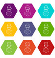 ancient vase icons set 9 vector image vector image