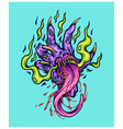 scary monster hand with smoke flame vector image vector image