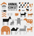 set of animal bird fish icons cute vector image