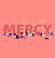 mercy concept tiny male and female characters vector image vector image