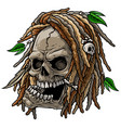cartoon jamaican wild skull with dreadlocks vector image vector image