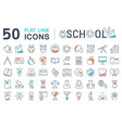 set flat line icons school vector image