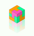 colour isometric cube with reflection vector image vector image