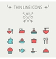 food thin line icon set vector image