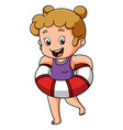 little girl is very excited for swimming vector image vector image