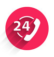 white telephone 24 hours support icon isolated vector image