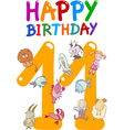eleventh birthday anniversary card vector image