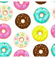 seamless pattern with cute colorful donuts vector image vector image