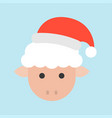 sheep wearing santa hat xmas character icon vector image vector image