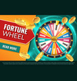 wheel fortune lucky jackpot winner text banner vector image