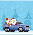 santa claus and snowman in car vector image