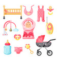 newborn girl things poster with white vector image
