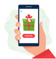 online shopping gifts screen with present vector image