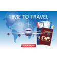 air travel with airplane brochure vector image