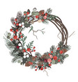 greeting card with a christmas festive floral vector image vector image