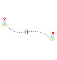 plane track and isometric buildings with location vector image