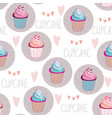 beautiful yummy cupcake seamless background vector image