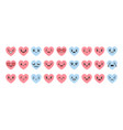 big set of hearts with different kawaii emotions vector image vector image