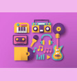 colorful music instrument paper cut icon set vector image
