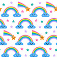 seamless pattern with rainbow and clouds vector image vector image
