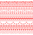set of brushes with hearts to create frames vector image