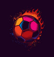 soccer ball against a bright flame of fire vector image