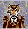 tiger in striped suit with tie vector image