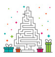 christmas tree maze labyrinth game for kids vector image