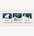 banner template with animal enjoy winter vector image