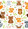 seamless pattern of forest animals vector image