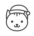 kitten wearing santa hat outline icon editable vector image vector image