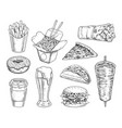 street food retro set vector image vector image