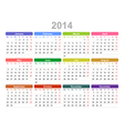 2014 year annual calendar monday first english vector image