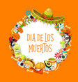 day dead mexican holiday symbols and lettering vector image