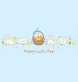 easter banner with cute chickens and rabbits vector image vector image