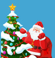 funny santa claus character and christmas tree vector image